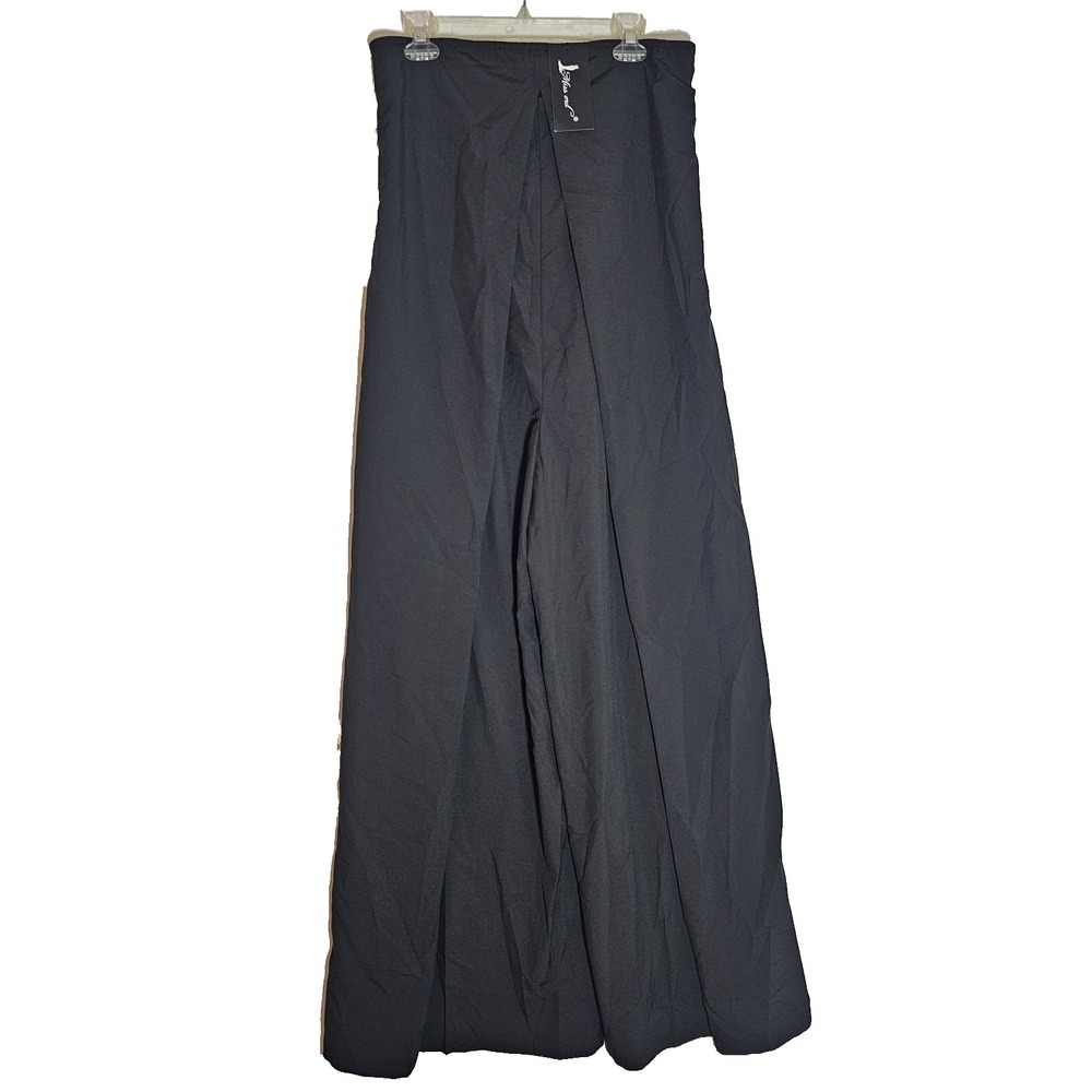 Miss Ord Jumpsuit Womens Medium Black Strapless Pantsuit Wide Leg Stretch Classy